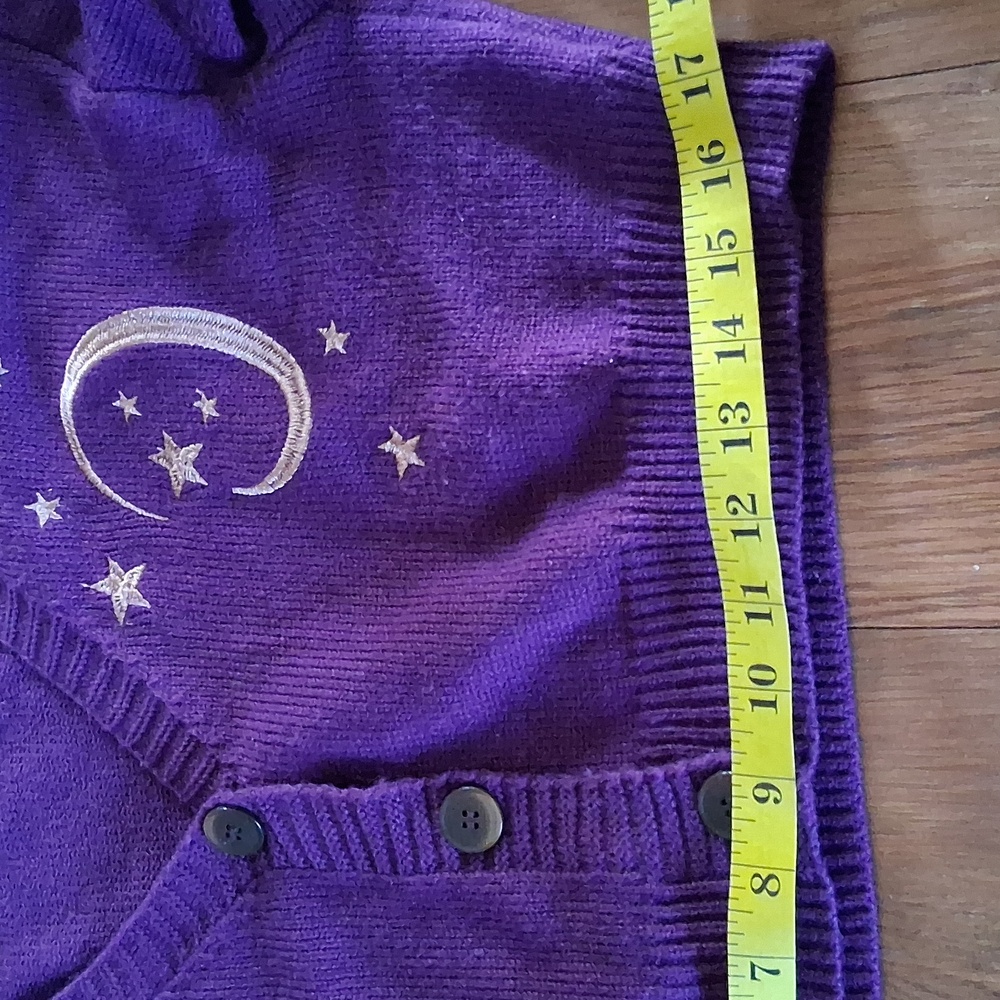 ROMWE Purple Cardigan with Star and Moon Embroidery - Picture 15 of 16
